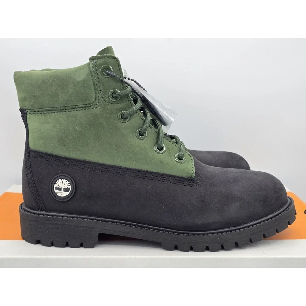 Timberland Boots 6 inch Premium Dark Green Nubuck Kids Youth Junior Sz 6.5 M New